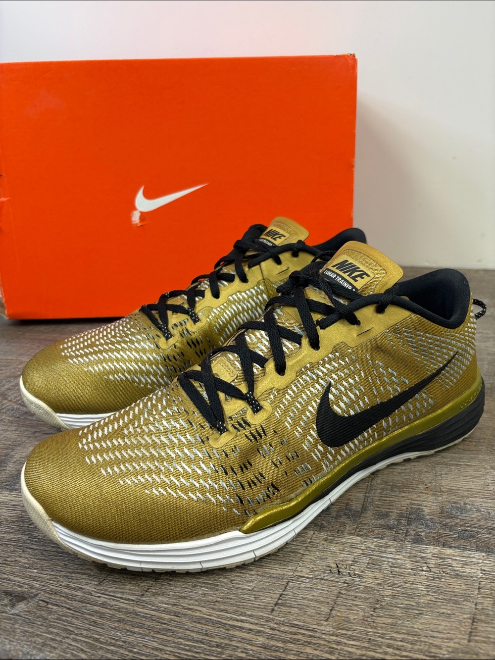 Nike Lunar Caldra Metallic Gold/Black Training Shoes Men’s Size 10.5 803879-001